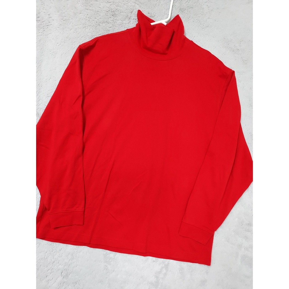 LL Bean Shirt Mens XL Turtleneck Long Sleeve Base Layer Red Stretchy Cotton EUC